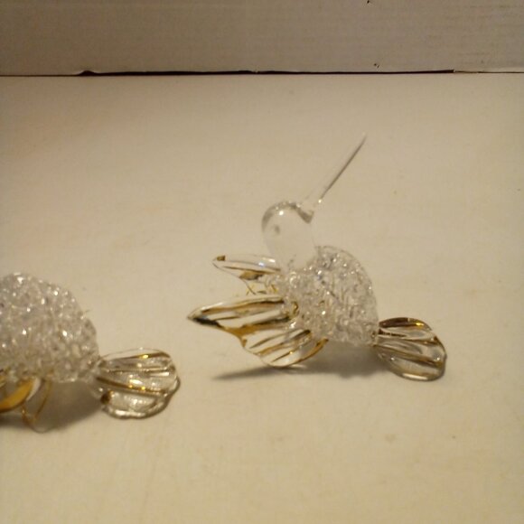 Hummingbird Christmas Ornament Hand Blown Glass Gold Trim 3" Lot of 2 - Picture 7 of 16